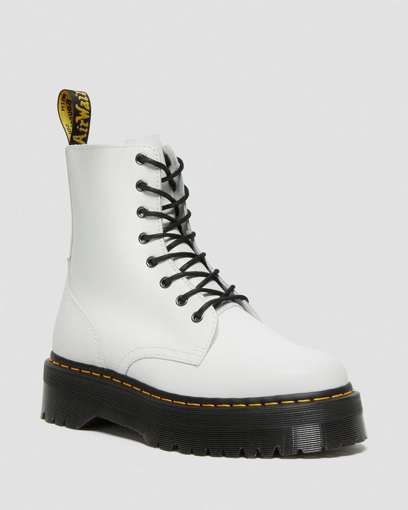 White Women\'s Dr Martens Jadon Smooth Leather Platform Boots | CA 247MQZ